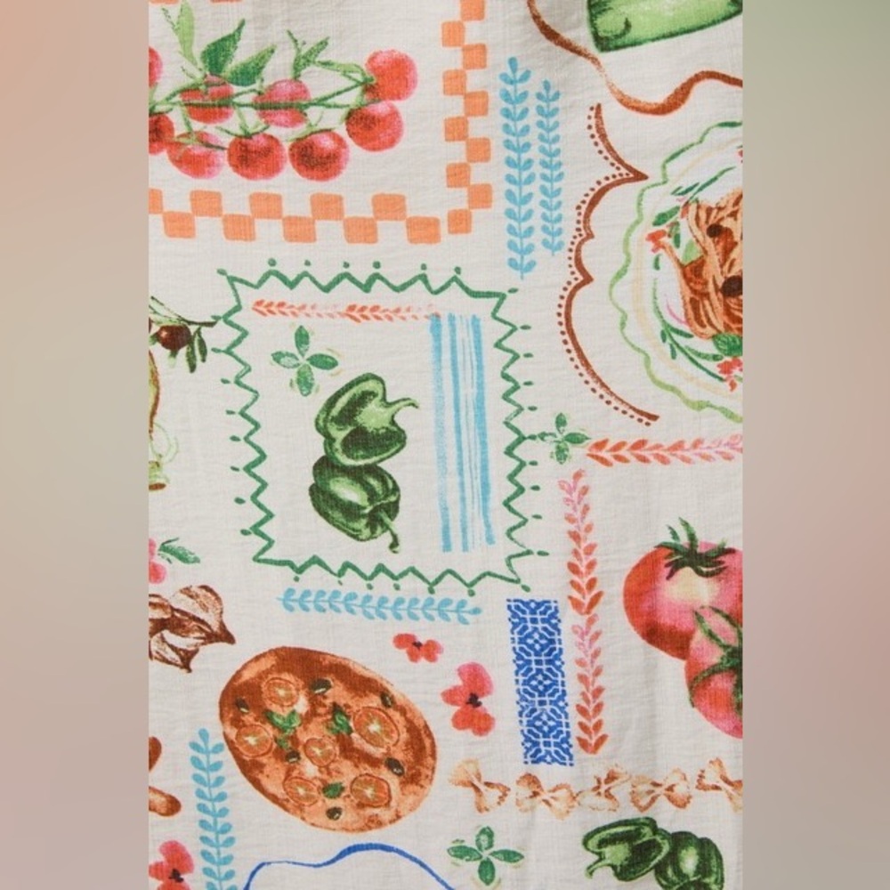 Italian Market Illustration Print Smocked Maxi Dress - Sunday Edition - Picture 6 of 6